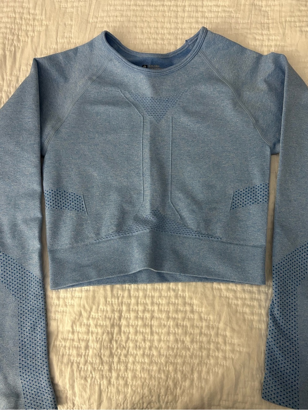 Seamless Light Blue Crop Sweatshirt - Women's Top